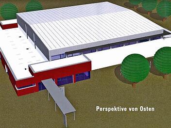 Entwurf der geplanten Doppelschulsporthalle in Litzendorf  Grafik: Gemeinde Litzendorf