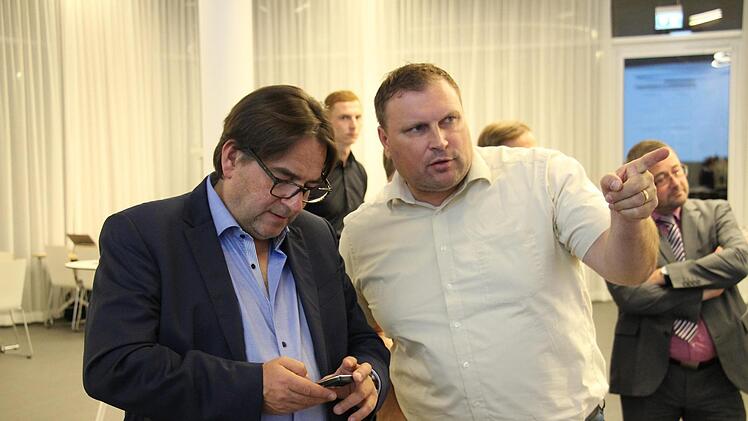 AfD-Kandidaten Michael Meister (l.) und René Jentzsch  Foto: C. Bauriedel