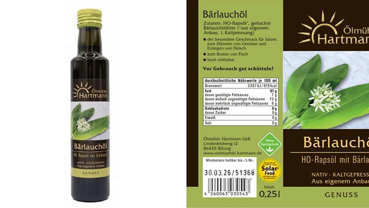 Ölmühle Hartmann ruft Bärlauchöl wegen Salmonellen zurück - kann zu Erbrechen führen