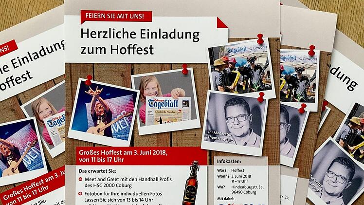 Das Coburger Tageblatt veranstaltet am Sonntag, 3. Juni, ein Hoffest gemeinsam mit Radio Eins und dem HSC 2000 Coburg.Foto: PR
