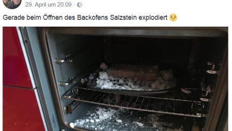 Ein Schock f&uuml;r K&auml;ufer eines Grillzubeh&ouml;rs von Aldi S&uuml;d: Ein Salzstein ist mittlerweile mehreren Aldi-Kunden nahezu explodiert. Foto: Screenshot Facebook/Aldi S&uuml;d