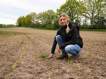Landwirtin Melissa Gräf muss relativ selten auf den Maisacker fahren - im konventionellen Anbau reicht in der Regel eine Herbizidbehandlung gegen Unkraut.