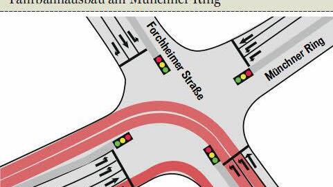 Bald soll das Linksabbiegen auf einer Doppelspur möglich sein.   Grafik: Michael Beetz