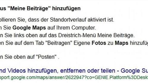 Google erklärt, wie Bilder bei Maps zu einem Ort eingestellt werden können.