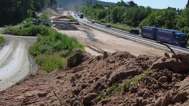 Blick in Richtung Autobahndreieck Bayreuth Kulmbach auf Höhe von Harsdorf.