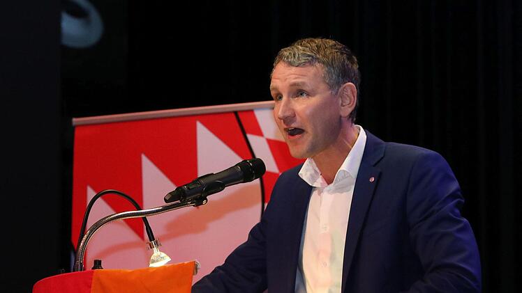 Björn Höcke bei seinem Auftritt in Kulmbach  Foto: Monika Limmer