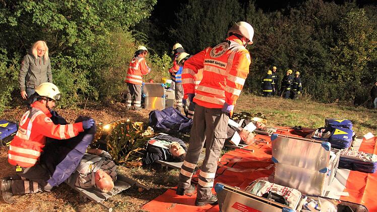 40 Verletzte unterschiedlicher Schweregrade mussten von den Sanit&auml;tseinheiten an insgesamt zwei Patientenablagen medizinisch erstversorgt werden. Anschlie&szlig;end wurden sie mit Rettungsfahrzeugen abtransportiert.        Michael Will/BRK