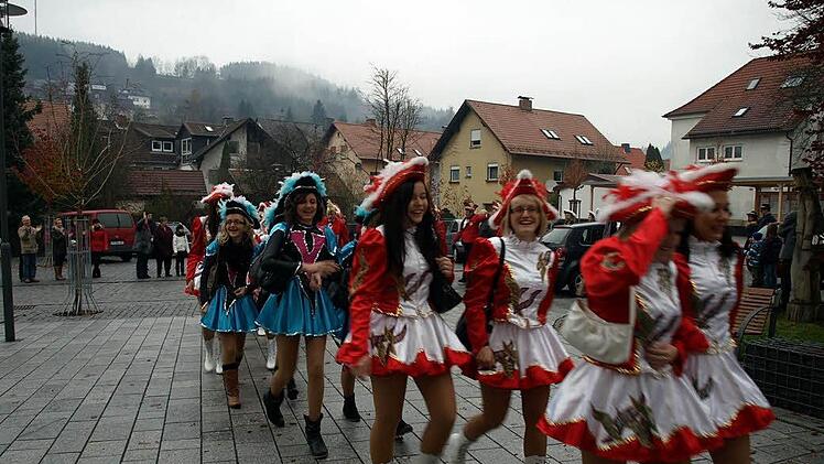 Die Prinzengarde aus Steinwiesen auf dem Weg ins Rathaus.