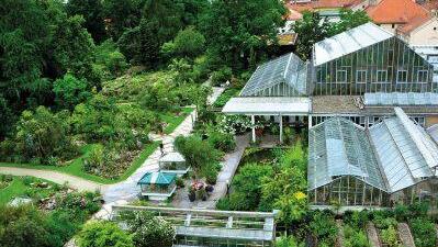 So sieht der Botanische Garten von oben aus. Foto: Botanischer Garten der FAU.
