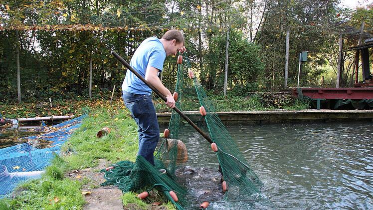Im anderen Teich hat er Saiblinge. Foto: Johannes Schlereth