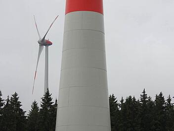 Die Windräder bei Hain werden 200 Meter hoch und ragen weit über die Baumwipfel hinaus. Foto: Friedwald Schedel