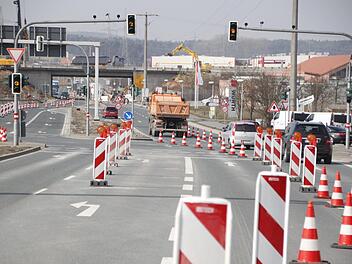 Am Kersbacher Kreuz kamen die rot-weißen Warnschilder nur eineinhalb Stunden zum Einsatz.  Foto: Andreas Schmitt