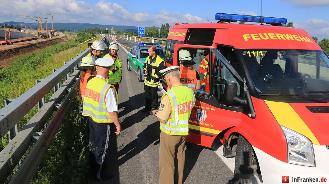 Großübung auf A73 bei Breitengüßbach