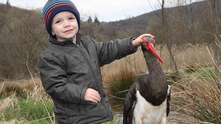 Marlon streichelt ihn vorsichtig.