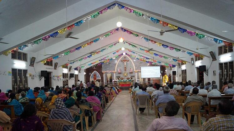Gut besucht in die Gottesdienste in Pfarrer Gabriel Gnanathiraviams  Kirchengemeinde in Indien. Foto: Gabriel Gnanathiraviam