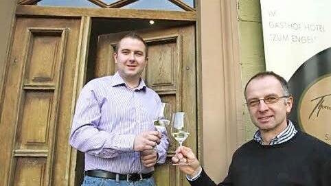 Mit von der Partie: Florian und Thomas Müller vom Weingut Müller.