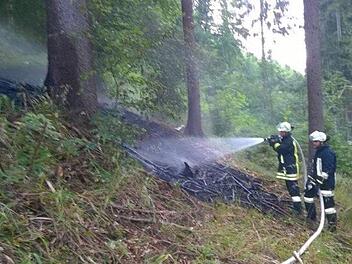 Im Landkreis Kronach ist es am Freitagabend zu einem Waldbrand gekommen. Ein Jogger hatte das Feuer entdeckt und so Schlimmeres verhindert. Foto: Feuerwehr Kronach