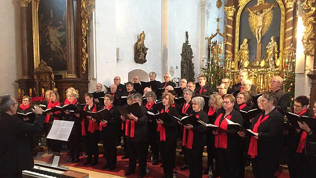 Der Gesangverein Frohsinn aus Riedenberg hat am Kreuzberg ein beeindruckendes Konzert gegeben. Foto: Regina Rinke