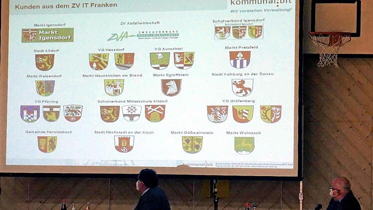 Walter Brosig (r.) zeigte, welche Kommunen dem Zweckverband schon angehören.