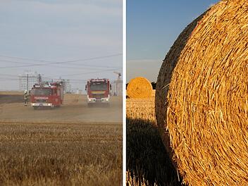 Wirsberg: Brennende Strohballen entz&uuml;nden Feld - 22 Feuerwehren und etliche Bauern bek&auml;mpfen Gro&szlig;brand