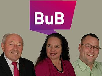 Pankraz Deuber (links), Daniela Reinfelder und Hans-Jürgen Eichfelder von der BUB. Hans-Jürgen Eichfelder hat die Stadtratsfraktion nun verlassen. Montage: Johannes Görz