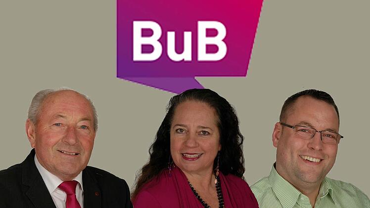 Pankraz Deuber (links), Daniela Reinfelder und Hans-Jürgen Eichfelder von der BUB. Hans-Jürgen Eichfelder hat die Stadtratsfraktion nun verlassen. Montage: Johannes Görz