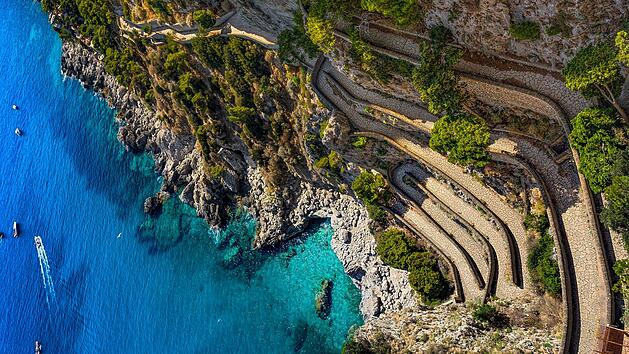 Italy. Capri Island. Via Krupp seen from Gardens of Augustus Italy. Capri Island. Via Krupp seen from Gardens of Augustus