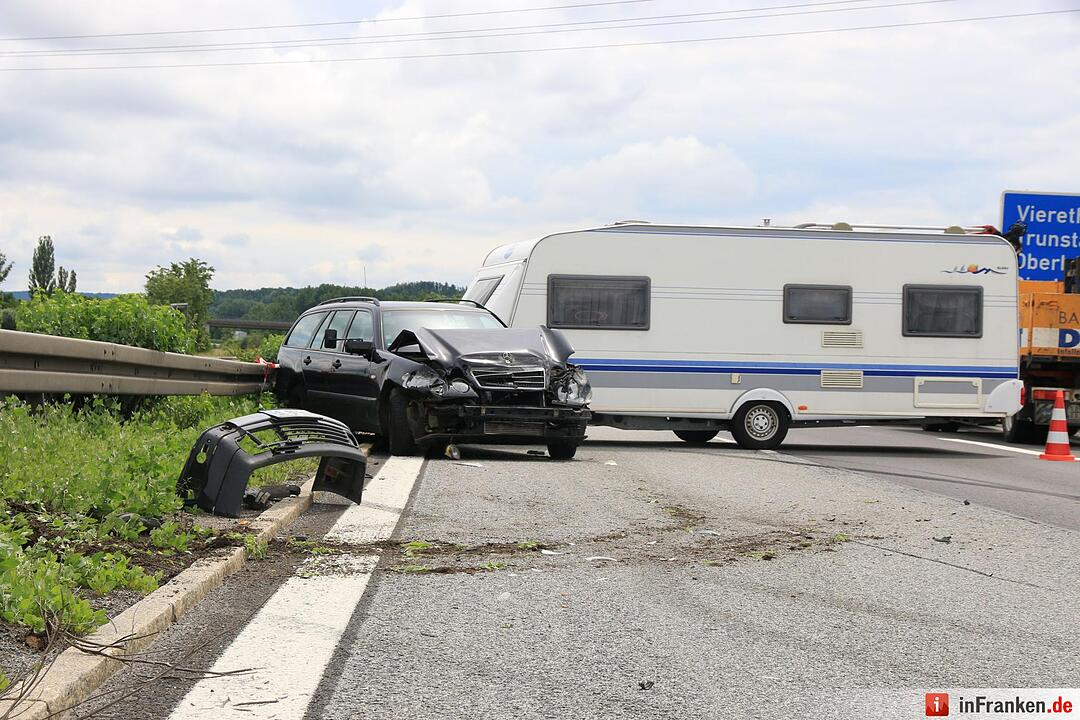 Wohnwagenunfall auf A70 bei Viereth
