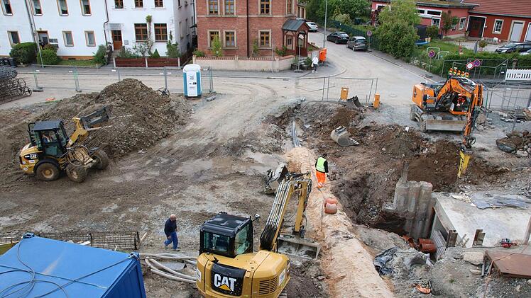 Die Baustelle Hofer Straße/Berliner Brücke. Foto: Jürgen Gärtner