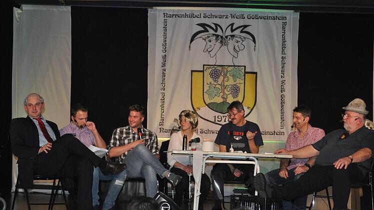 Die Bürgerwerkstatt (v.. l):  "Bürgermeister Markus Grüner" (Stephan Dresel), "Bernd Reichel" (Max Sebald), "Thomas Laitsch" (Michael Stenglein), "Heike Habermann" (Nadja Urschlechter), "Richard Grüner" (Franz Macht), "Roland Wölfel" (Holger Kade), "Hans Bauer" (Bernhard Bauernschmidt) Foto: privat