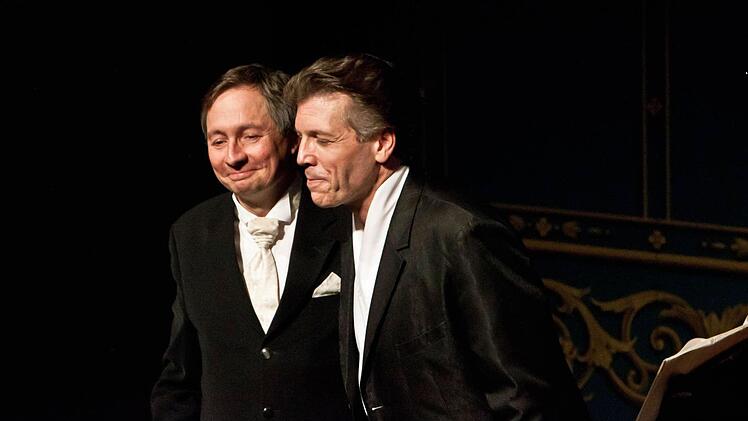 Wolfram Rieger (links) und Thomas Hampson bei ihrem gefeierten Liederabend im Landestheater Coburg. Foto: Jochen Berger