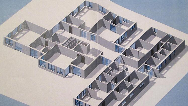 So k&ouml;nnte der neue Kindergarten in Elfershausen nach Pl&auml;nen von Architekt Thomas Ruser gegliedert sein.  Foto: Repro-Ehling/Planskizze: Thomas Ruser