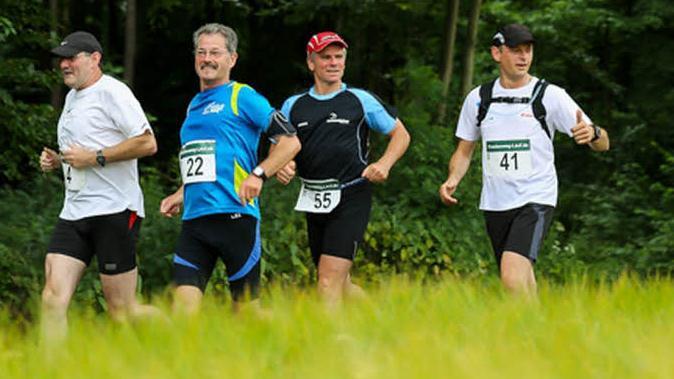 Der Frankenweg-Lauf gilt als einer der schönsten Lauf in der Region - wohl auch für dieses Quartett.