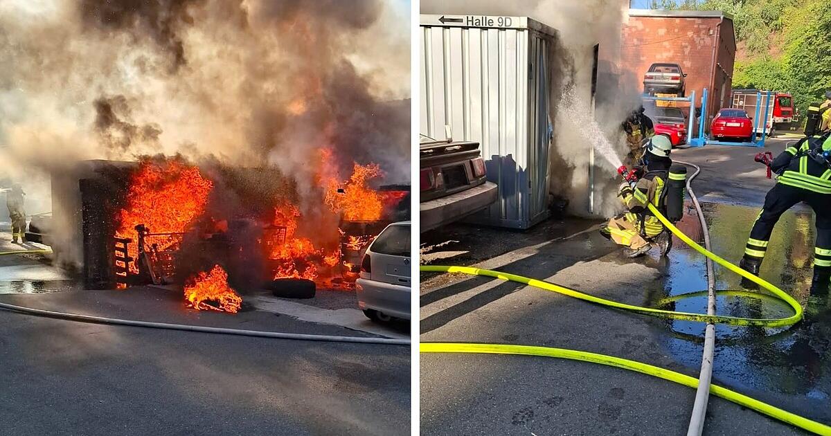 Veitsbronn: Shipping container in flames - | Police are looking for ...