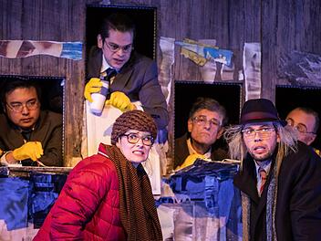 Sie lieben und sie streiten sich: Laura (Rannveig Karadottir) und Eduard (Marvin Zobel) in der Coburger Erstaufführung von Paul Hindemiths Oper "Neues vom Tage".Foto: Sebastian Buff