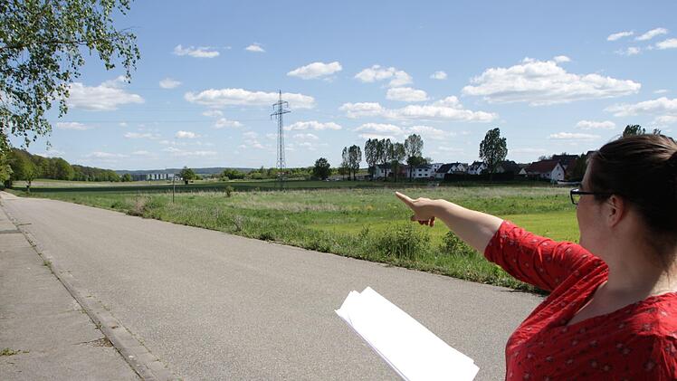 Kathrin Nißlein möchte keine Straße durch den Wiesengrund (rechts).  Foto: Andreas Dorsch