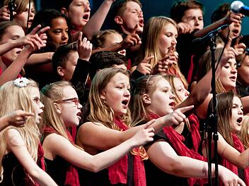 "Die Nacht der 100 Stimmen": Der Schulchor der CO I beeindruckte bei seinem Open-Air-Kozert im Coburger Rosengarten. Fotos: Jochen Berger