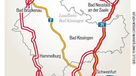 Zu den neuen Trassen (im Bild) der Erdverkabelung für die Stromtrasse Südlink wird der Regionale Planungsverband Main-Rhön keine Empfehlung abgeben. Foto: Grafik Carolin Höfler