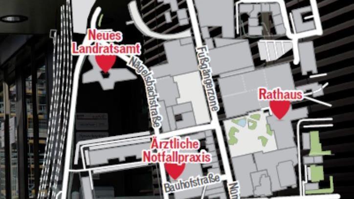 Die Notfallpraxis in Erlangen liegt in der Bauhofstraße  im Stadtzentrum, nahe des Ratshauses. Parkmöglichkeiten sind rar. Christian Bauriedel