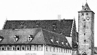 Die Aufnahme von Haßfurt entstand wahrscheinlich in den 1930er Jahren. Zu sehen ist das Hotel zur Post.Archiv: Ludwig Leisentritt