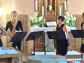 Das Saxophonquartett mit Elke Beer, Marion Andersons, Lisa Schuler und Julia Grünsteidel zeigte große Spielfreude.  Foto: Eduard Nöth