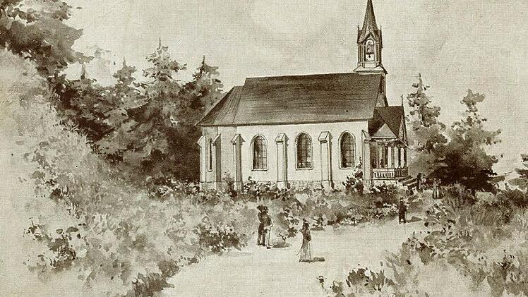 Diese Ansichtskarte sollte 1900 mit helfen, den Kirchenbau an der Windsburg zu finanzieren. So haben sich die Vereinsmitglieder die Kapelle an exponierter Stelle der Windsburg vorgestellt. Stadtarchiv