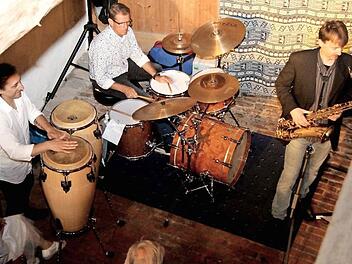 Alberto Parmigiani, Rainer Groh und Hubert Winter (v. l.) spielten beim letzten Jazzfrühschoppen mit Thomas Fink und Rainer Glas.