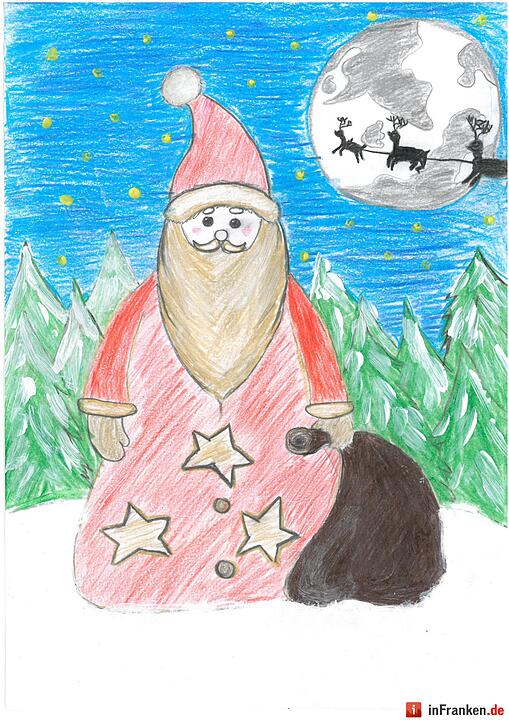 Selbstgemalte Weihnachtsbilder von Kindern aus Franken 2016