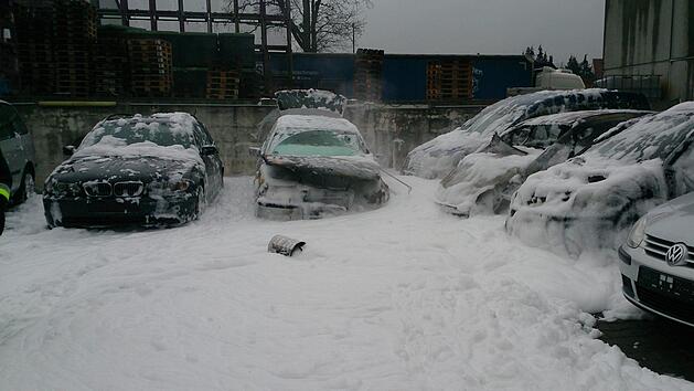 Vier Fahrzeuge musste die Feuerwehr l&ouml;schen. Foto: Herbert Knoth