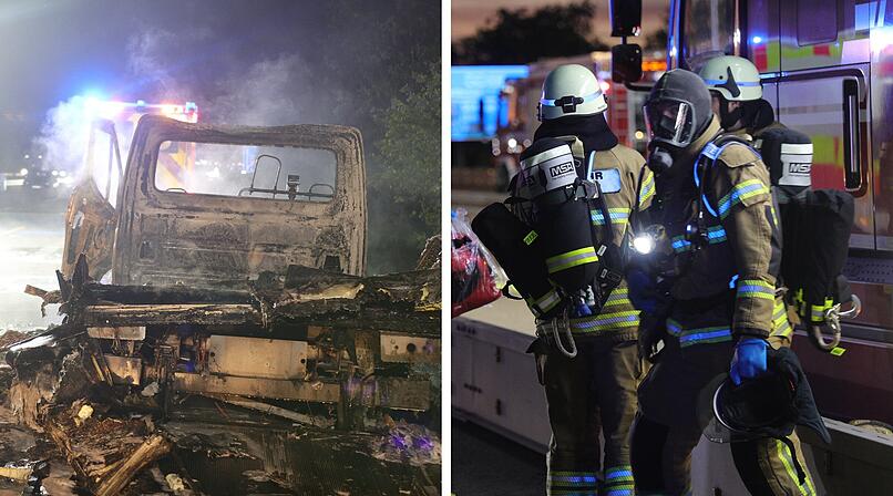 Kreis Ansbach: Kleintransporter geht auf A6 in Flammen auf