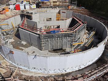 Blick auf die Globe-Baustelle aus luftiger HöheFoto: Nathaly Pensel/Angermüller Bau