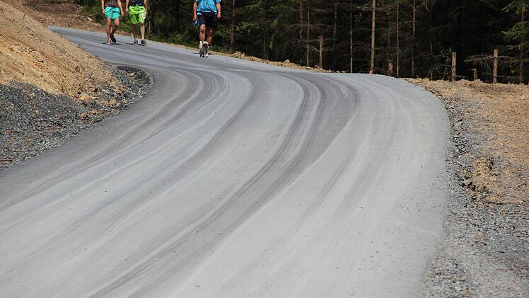 Der Selbstfahrer hinterließ Reifenspuren auf dem Asphalt an der starken Steigung der "7 Fuhren".  Foto: Friedwald Schedel