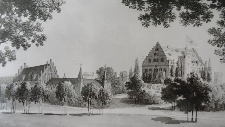 So sah Schloss Rosenau einst mit seinen Nebengebäuden aus.Foto: Archiv