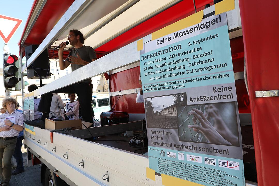 Bamberg; Demo gegen Massenlager und Anker-Zentren; Foto: Barbara Herbst